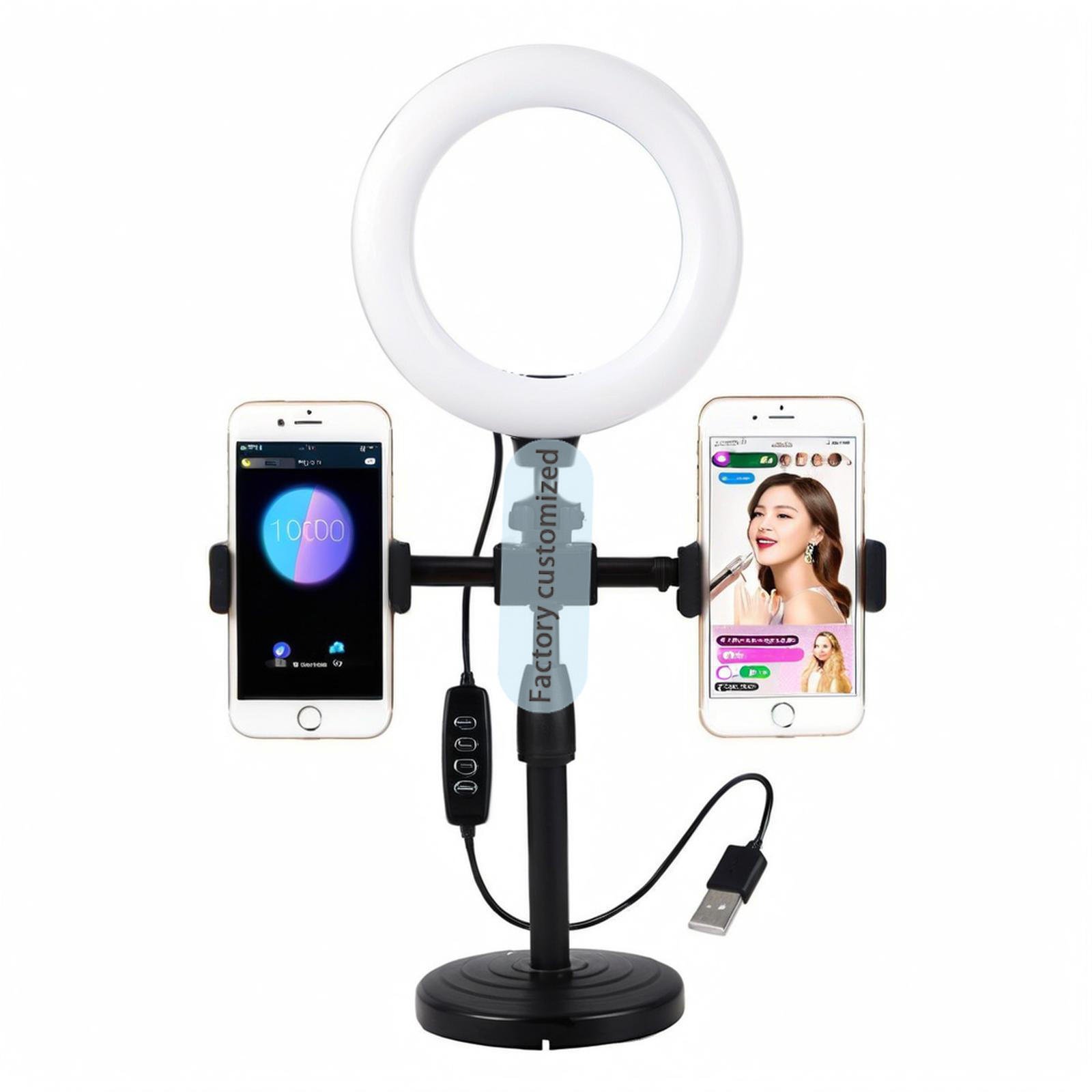 Hbc8f33a71f6e4d468381bea491383e3aH.jpg SaleVlogging Video Light Kit Dual Phone Holders - Image 1